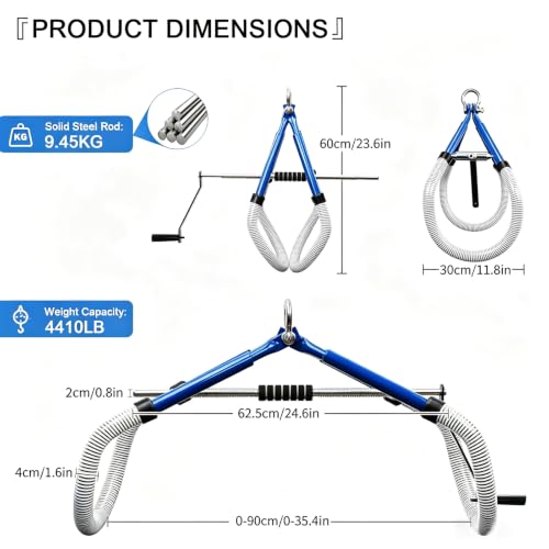 Cow Hip Lift 4410LB,Heavy-Duty Galvanized Steel Stand Assist Device with Non-Slip Rubber Clamp,OB Calving & Birthing Aid for Postpartum Recovery,Dystocia & Lame Cow (0-35.4" Adjustable)