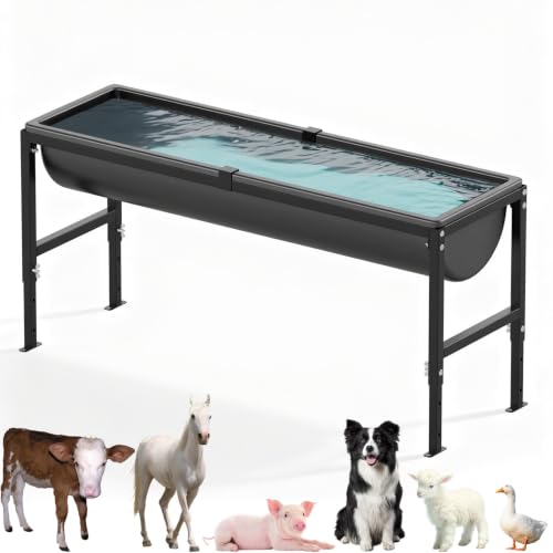 Livestock Water Trough 12 Gallon | Animal Waterer with Adjustable Stand, Easy to Assemble and Carry, Feeding Goat, Sheep, Horse, Dog in Farm - size: 1 PC