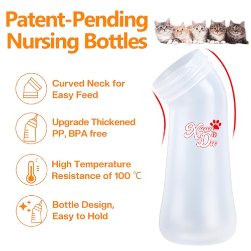 Pet Feeding Bottle,3 Pack Wide Mouth Angled Nursing Bottle, 3 Sizes Nipples with Ventilation Valve Resistant Tearing Perfect for Puppies, Kittens, Small Wildlife(Yellow) - color: white
