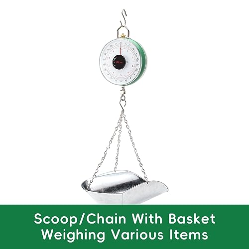 Tada 22LBS Double-Sided Dial Mechanical Hanging Scale with Scoop/Chain for Farm, Kitchen Food and Produce Weighing | Scoop/Chain for Farm, Kitchen Food and Produce Weighing