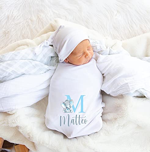 Personalized Boys Baby Brush and Comb Set, Elephant Boy Gift, Custom Babies Gifts for Newborn Boys. ECO Friendly Inks.