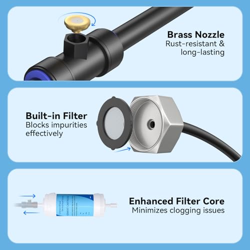 Misters for Outside Patio 75FT/23M, Pre-Assembled Misting Cooling System with 23 Brass Nozzles & 3/4" Adapter, Outdoor Mister for Backyard, Garden, Greenhouse, Chicken Coop, Dog House - size: 75FT