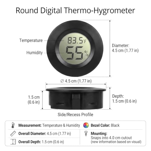 Weewooday 20 Pcs Mini Hygrometer Thermometer Digital LCD, Black | Monitor Indoor Outdoor Room, Humidity Meter Temperature Gauge for Greenhouse Garden Reptile Incubator Cellar,℉ or ℃ - size: Black