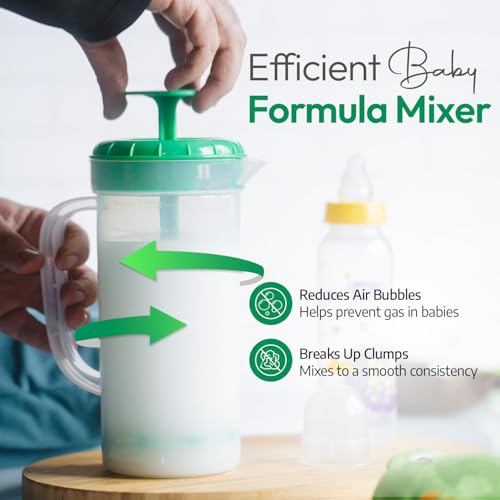 1 Quart Plastic Mixing Pitcher with Mixing Lid, BPA Free, Shatterproof Beverage Jug for Iced Tea, Lemonade, Juices, Milk – Leak-Proof, Easy Stirring, Dishwasher Safe | Green - color: Green, Mixing Pitcher w/ Opt. Lid