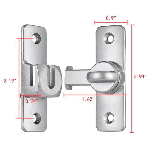 Silvery 90/180° Sliding Door Latches，Aluminum Alloy Cabinet Lock | Flip Gate Latches,Barn Door Latch,Right Angle Door Lock,for bedroom,cabinet,Wine Cabinet,drawer,garage,window,Pet Cage - color: Silvery