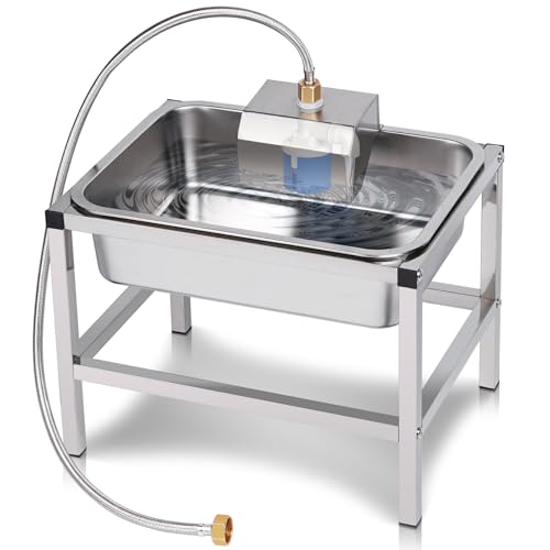 3Gal Automatic Dog Water Bowl Dispenser for Large Dogs Outdoor | Elevated Dog Water Bowl with Stand, Stainless Steel Pet waterer with Float Valve for Large Breed, Reduces Neck Pressure