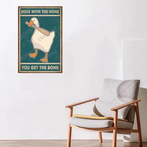 Generic Metal Poster Signs Tin Metal Sign Goose Mess With The Honk You Get The Bonk For Home Kitchen Restaurant Coffee Bar Wall Decor Art Bar Background Wall Decoration 8x12inch