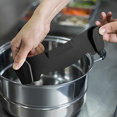 AUOON Clip On Strainer Silicone for All Pots, Standard 8.86 x 3.55in, Black | Food-grade BPA-free, Fits Pots Pans Bowls, Dishwasher Safe, for Pasta Noodles Vegetable Fruits, Space-saving Kitchen Gadget - color: Black, size: Standard 8.86 x 3.55 in