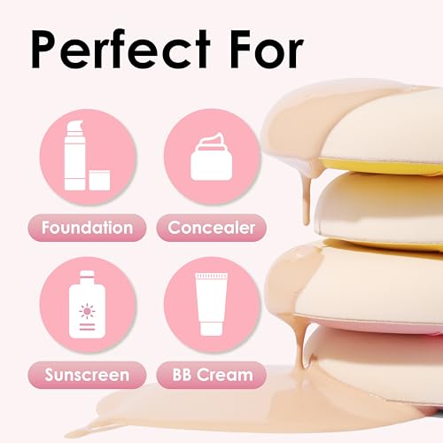 COOL-ANGLE Pink Makeup Sponges, Latex-Free Blender, 4 Pack (2 XL, 2 Med) | Liquid Foundation And Concealer Blender, For Powder And Cream Blush, Soft And Long-Lasting, Seamless Airbrushed Finish - color: A2: 2XLarge Pink+2Medium Pink