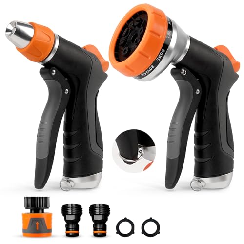 2 Pack Garden Hose Nozzle High Pressure 10 & 2 Water Hose Nozzle | Rust-Proof Thumb Flow Control, Leak-Proof 3/4" NH Fitting, Ideal for Car Washing, Lawn Watering, Garden Care & Patio Cleaning