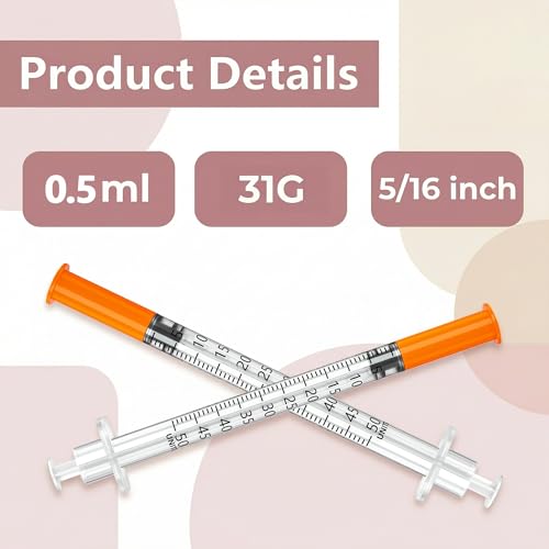 jeringas 0.5ml 31G 5/16", Individually Wrapped, Box of 100 - size: 0.5ml 31G 5/16 Inch