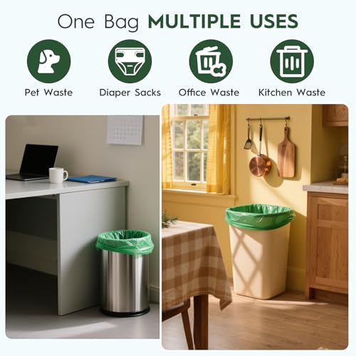 10-13 Gallon Compostable Trash Bags with Handles Tie 30 Bags Biodegradable Garbage Bags Food Scrap Green Waste Bags Thick 0.87 Mil 49.21 Liter ASTM D6400, US BPI and OK Compost Home Certified - color: 13 Gallon Handle Tie, 30 Count