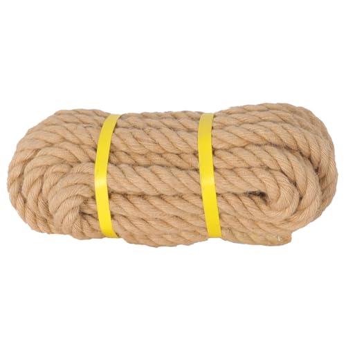 Natural Jute Rope, Heavy Duty Thick Rope, 3/4 in x 25 ft | For indoor and outdoor crafts, nautical rope decor, railings, hammocks, swings, gardening and tug of war - size: 3/4 in x 25 ft