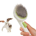 Cat Brush Dog Brush with Release Button for Shedding, Self Cleaning Cat Comb Hair Brush for Indoor Cats, Dog Deshedding Brush Grooming Kit, Pet Supplies Hair Remover Tool - color: Green
