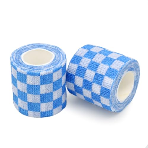Self Adhesive Bandage Wrap Animal Cohesive Bandage Self Adherent Wrap First Aid Tape for Dogs Cats Horses Birds & Wrist Healing Ankle Sprain (2 Inch Blue White Set 6 Rolls) - color: 2 Inch Blue White Set 6 Rolls