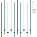 VEVOR Fence Post 7 ft 10 Pack U-Channel Metal Fence Stakes Green | For Garden Yard, Lawn, Farms & Outdoor Wire Fencing, 2 mm Thick Q235 Carbon Steel with Powder-Coated, 50 Zip Ties & 20 Clips - size: 7 Feet 10 Pack