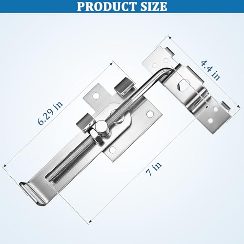 Barn Door Jamb Latch with Hook -7 Inch, Zinc Construction | Secure Sliding Door Lock for Barn and Bi-Parting Doors, Silvery Heavy Duty Barn Door Latch