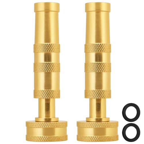 Brass Garden Hose Nozzle - 3/4 GHT Thread High Pressure Adjustable (Jet/Mist) for Watering Plants, Washing Cars - color: Sprinkler_2PK