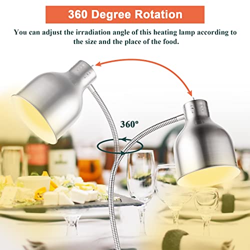 Stainless Steel Food Heat Lamp Commercial Food Warmer Lamp Food Service Restaurant Retractable Heat Lamp Heating Lamp for Food Warming Restaurant Buffet Home Use Warmer
