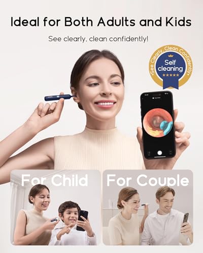 Bebird Earsight Plus R37R Ear Wax Removal Tool Camera, FSA HSA Eligible Items, Smart Ear Cleaner with Painless Visual Tweezers, Flexible Ear Camera Otoscope, Home ENT Cleaning Kit for Family,Blue - color: Blue