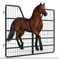 52" W x 42" H Horse stall gate, V-Neck Mesh Ventilation stall Guard, 0.8in Steel Frame Matte Black Partition Stable Doors for Show Stables - size: 3
