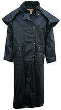 Foxfire Men's Long Oilskin Western Australian Waterproof Duster Coat, Raincoat Oil Cloth Cotton - color: Black, size: Large