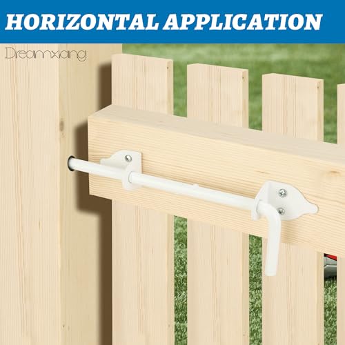 12" Heavy Duty Cane Bolt Gate Drop Rod Fence Hardware Ground Latch Stopper | for Wood/PVC/Vinyl/Metal Fences Gates, Double Doors, White Solid Steel -2 Pack - size: 12 Inch