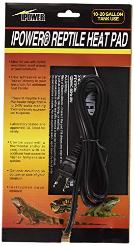 iPower Reptile Heat Pad 6X8 Inch 8W Under Tank Terrarium Warmer Heating Mat for for Turtle, Lizard, Frog, Snake, Reptile, and Other Small Animals - color: Black-1 Pack, size: 6" X 8", style: Heat Pad