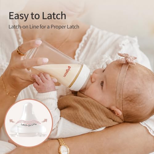 Pigeon Glass Baby Bottles Wide Neck, 5.4 Oz, Pack of 2 | Borosilicate Glass, Anti-Colic Bottle, Natural Feel, Safe Feeding, Easy to Clean, Includes 2pcs SS Nipples (0M+) - color: 5.4 Ounce, 2 Packs
