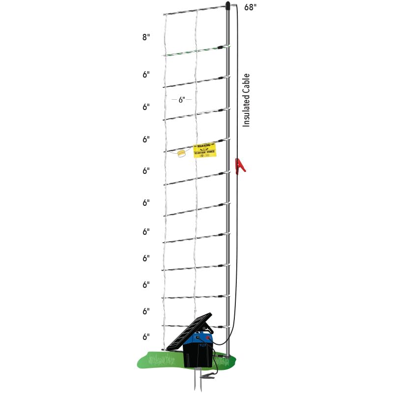 Premier 1 PermaNet® 68"H x 82'L Electric Fence – Deer & Livestock | Green/black, double spike posts. Keeps in sheep, goats & cattle. Keeps out deer, bear & coyotes. Energizer sold separately.