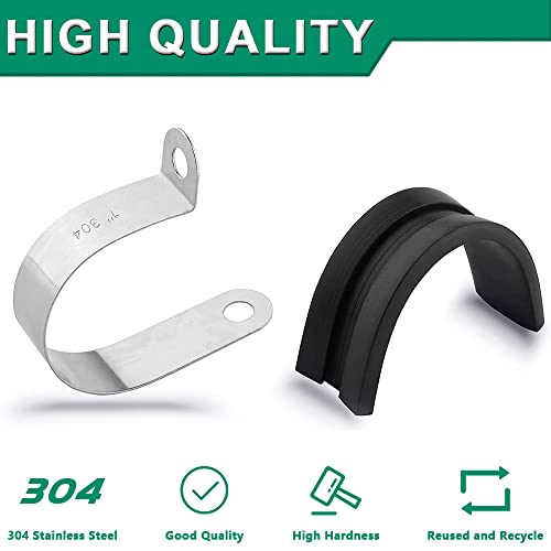 OURU 110PCS Cable Clamps Assortment Kit,Rubber Coated, 1/4"-1-3/4" 10 Sizes | 304 Stainless Steel, Anti-Vibration, Rust Resistant, Secure Hold, Automotive Wire, Pipe & Tube Mounting, Cable Management - size: 110PCS KIT