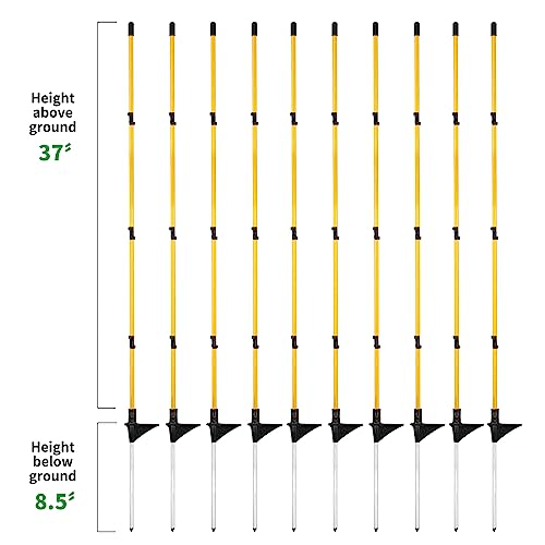 20-Pack 46" Fiberglass Step-in Electric Fence Posts | Adjustable Clips · Metal Spikes · For Patio, Gardens, Lawns & Temporary Fencing