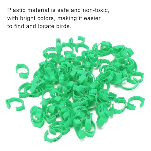100PCS Chicken Leg Rings, Poultry Leg Bands 5 Colors Numbered Chicken Identification Leg Bands Rings Card Slots Design Poultry Leg Tags for Chicks Ducks (Green (100 Pieces per Pack)) - color: Green (100 Pieces Per Pack)