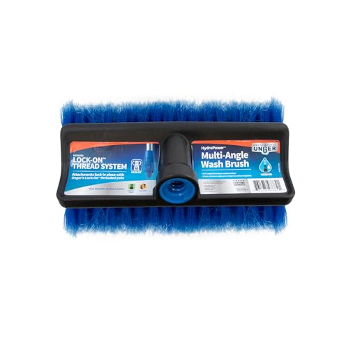 Unger Professional Lock-On Hydropower,Bi-Level Soft Wash Brush, Compatible with Waterflow Poles, Outdoor Cleaning Supplies, Great for Patios, Siding, Windows, Cars, and Boats, 10 inches (Pack of 12) - size: 10 inches (Pack of 12), style: Multi-Angle Wash