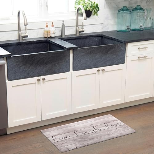 Home Dynamix Cozy Living Live Laugh Love Runner Anti-Fatigue Kitchen Mat, Non-Slip Floor Mat, Padded Standing Desk Mat, Non-Slip Floor Mat, Padded Standing Desk Mat, Beige/Brown, 17.5"x30" - color: Beige/Brown, size: 18"L x 18"W x 0.5"Th