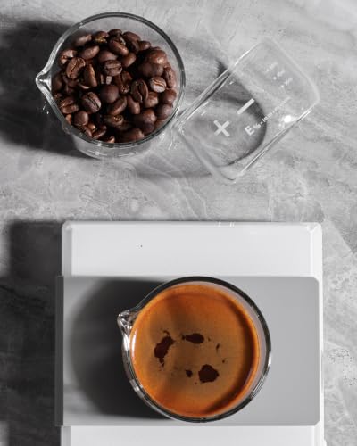2 oz Espresso Shot Measuring Cup Glass, Clear, 1 Pack | Handleless Compact, Spill and Easy Pouring V-Shaped Spout, Dual-cup setup, Heat-resistant - color: Clear