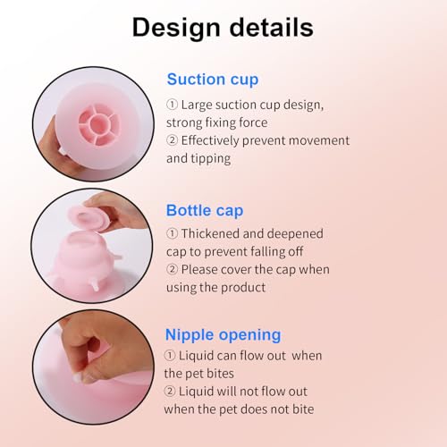 Puppy Milk Feeder with Four Dummy Nipples, Pink Silicone Puppy Milk Feeding Station Leak Proof Kitten Bottle Nursing Station for Newborn Pets Dogs Kittens