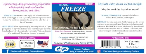 SU-PER Freeze Horse Leg Freeze - Quickly Cools and Soothes Knees, Ankles, and Shins - No Rubbing, No Ice, Leg Freeze Solution - 1 Pint