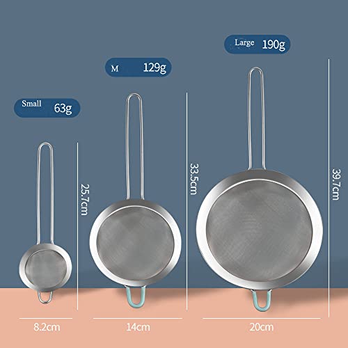 304 Stainless Steel 3.15 inch Fine Mesh Strainers for Kitchen, Colander-Skimmer with Handle, Sieve Sifters for Food, Tea, Rice, Oil, Noodles, Fruits, Vegetable 3inch - size: Small 3 inch