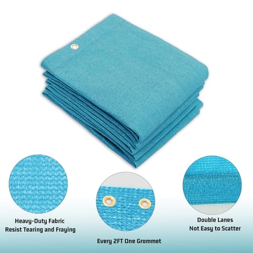 SUNNY GUARD Shade Cloth 6x8 FT HC-046 Sun Shade Cover Tarp, Turquoise | 90% UV Block HDPE Sun Shade Screen Fabric Tarp with Grommets for Pergola, Backyard & Garden, Custom Sizes - color: Turquoise, size: 0 6'×0 8'
