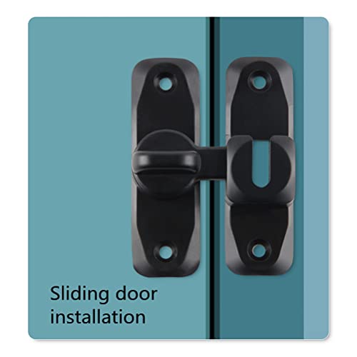 Flip Door Latch Black 180 Degree Heavy Duty Bar Gate Latches Safety Door Lock, Bold Thickened Anti-Rust Update Design (90-180Filp Door Latch)