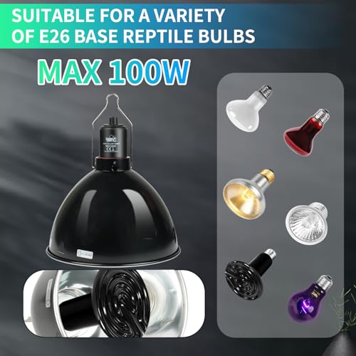 Reptile Light Fixture with Dimming Thermostat, 5.5 Inch Deep Dome Light Fixture with Timer, Reptile Aluminum Dome Fixture for Basking/Heat/UVA/UVB Lamp Bulb - size: 5.5in Deep Dome(Temperature Display)