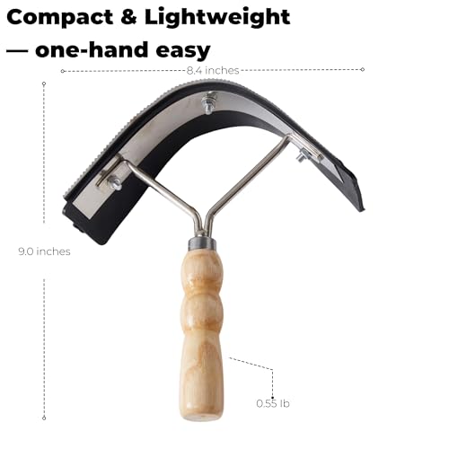 Metal Sweat Scraper for Horses, 2-in-1 Grooming Tool | Curved Metal Curry Comb With Rubber Edge And Wood Handle, For Horses, Cattle, Barns, Stables And Equestrian Grooming