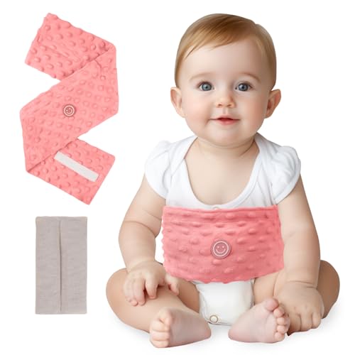 Colic and Gas Relief for Newborns and Infants, Heated Tummy Wrap | Baby Swaddling Belt with Soothing Warmth, Natural Relief for Upset Stomach in Babies Toddlers, 0-3 Years (Watermelon Red) - color: Watermelon Red