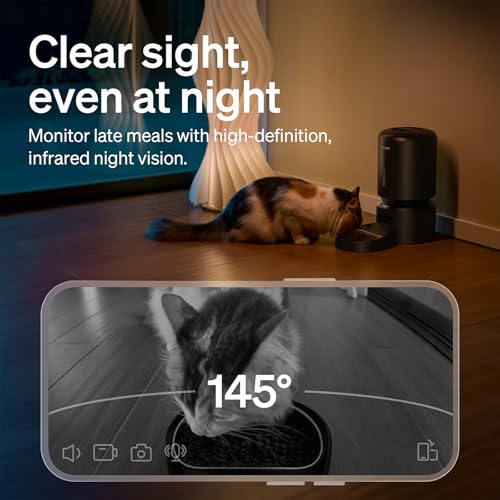 PETLIBRO Automatic Cat Feeder with Camera, 1080P HD Video with Night Vision, 5G WiFi Pet Feeder with 2-Way Audio, Low Food & Blockage Sensor, Motion & Sound Alerts for Cat & Dog Single Tray - color: Black, size: 5l-camera