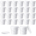 Tioncy 24 Pcs 2 Gallon Plastic Buckets with Lids and Handles,White | Storage Pails for Paint, Cleaning, Organizing, Durable Containers, Metal Handles, Plastic Material - color: White