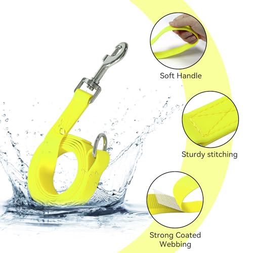 Waterproof Dog Leash, 5/6 FT Durable Odor-Proof Dog Leashes with Strong Metal Hooks Fits Small Medium or Large Dogs (Yellow, 5FT - 3/4 inch Width) - color: Yellow, size: 5FT - 3/4 inch Width