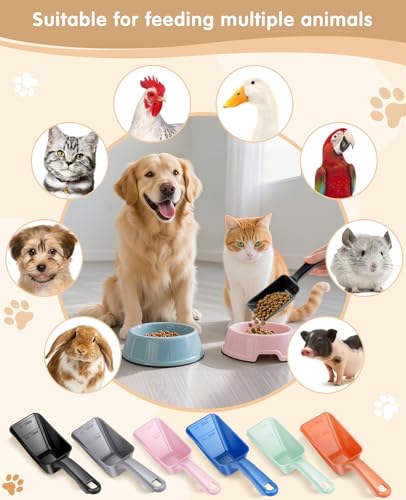 2-Pack Dog Food Scoop 1 Cup, Plastic Pet Food Measuring Scoop With Measuring Lines (1/2 & 1 Cup Markings) for Dogs, Cats, Fish, Bird（Black and Orange) - color: Black and Orange