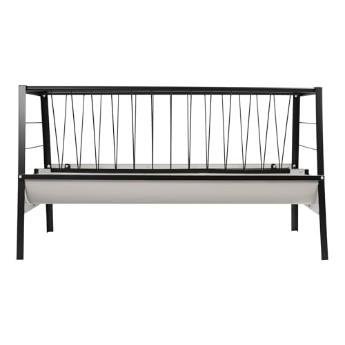 HECASA Livestock 2-in-1 Hay & Grain Feeder Storage and Dispensing Feed Pan | 55 Gallon Capacity Livestock Hay Feeders for Goats, Sheep, Horses Steel Powder Coated Black - size: Black