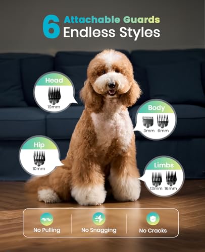 oneisall PC18 Dog Clippers for Grooming for Thick Coat | 6800 RPM High-Speed, Detachable Stainless Steel Blades,4 hours of battery life, Dog Shaver for Thick/Matted/Knotted/Hair
